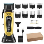 KEMEI Men's Hair Trimmer, Cordless Professional Hair Clippers, Beard Trimmer, Barber Care Kit, Hair Cutting Machine, 11,501 RPM,