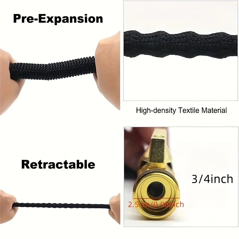 Garden American standard 3/4 water hose with expandable bimetallic joint, high-pressure 1-roll magic water hose for garden irrig