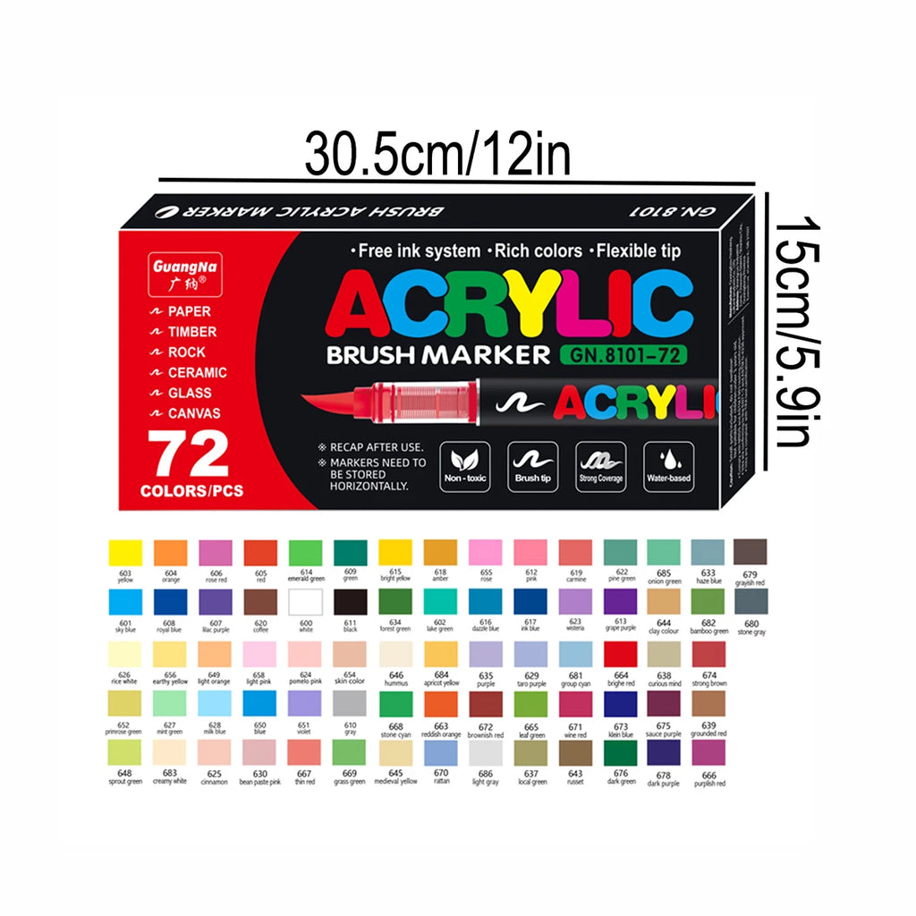 168/120/72/60/48/36/24/12pcs Dual Tips Artist Markers Set Acrylic Marker Set Ideal For School, Office Decor, And Artistic Gifts