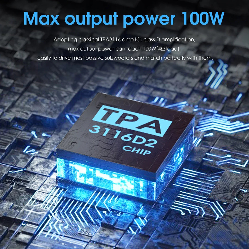 Douk Audio NS-03G Mini 100W Subwoofer / Full Frequency Mono Channel TPA3116 Digital Amplifier Desktop Audio Power Amp