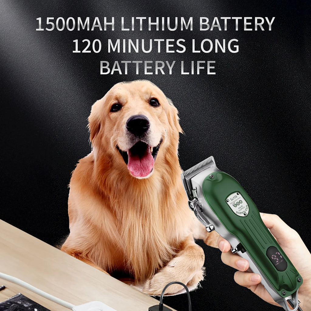 Rechargeable pet hair clipper all-metal dog & cat grooming trimmer low noise