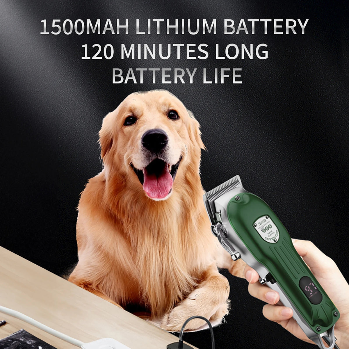 Rechargeable pet hair clipper all-metal dog & cat grooming trimmer low noise