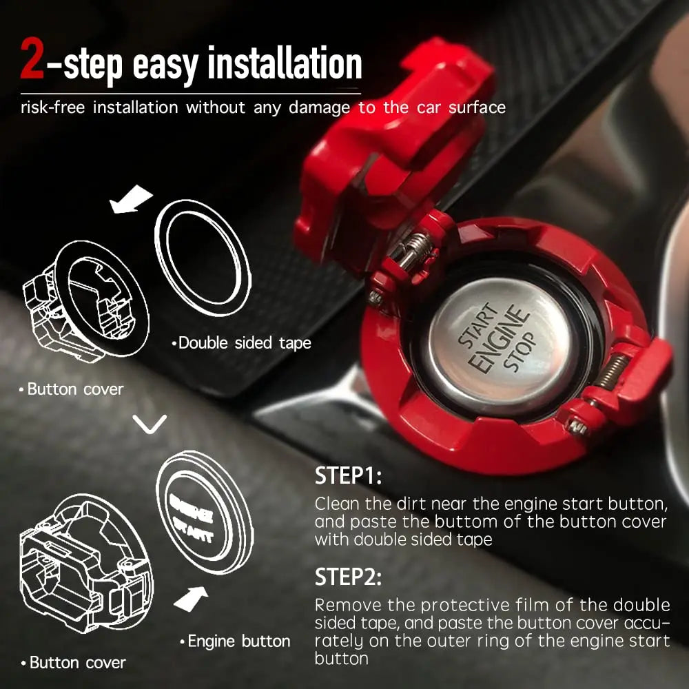 Car Engine Start Stop Button Cover Protector, Push Start Ignition Switch Decor