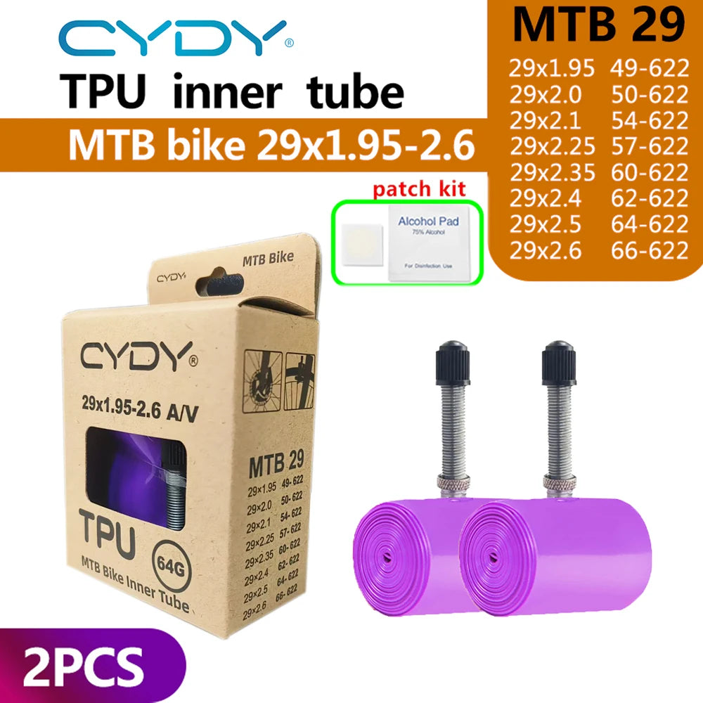CYDY TPU MTB Bike Inner Tube Camera 29 26 27.5 29x1.95-2.6 Inch Mountain Bicycle Tire Schrader Valve AV pneu 29er Cycling Tube