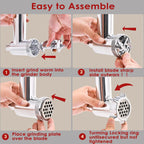 Metal Food Grinder Attachments for All KitchenAid Stand Mixers, Meat Grinder, Sausage Stuffer, (Kitchenaid Mixer Not included )