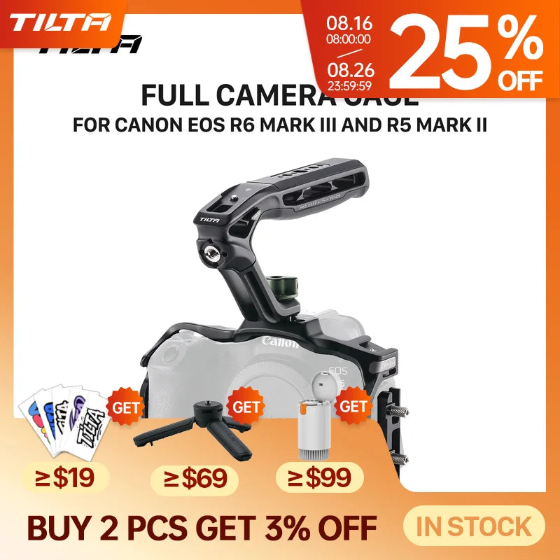 Tilta Camera Cage for Canon EOS R6 Mark III / R5 Mark II with cable clamp, top handle, Arca base