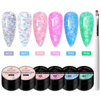 6PCS/SET Dried Flower Gel Nail Polish Set Natural Flower Fairy Nail Art Gel Soak Off UV LED Painting Varnish For Nails DIY Kit