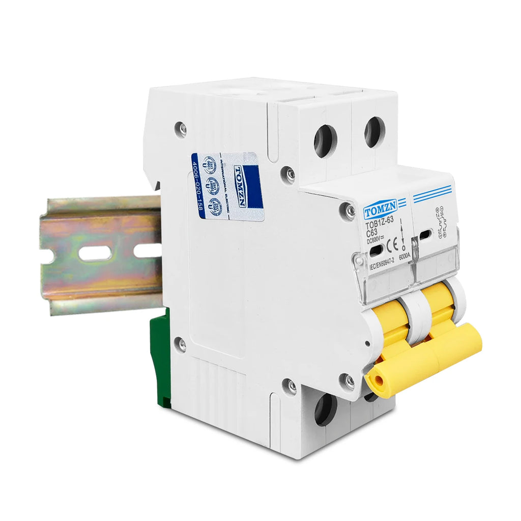 TOMZN 2P DC 600V Circuit Breaker MCB C Curve Single Pole Direct-current Fuse For PV