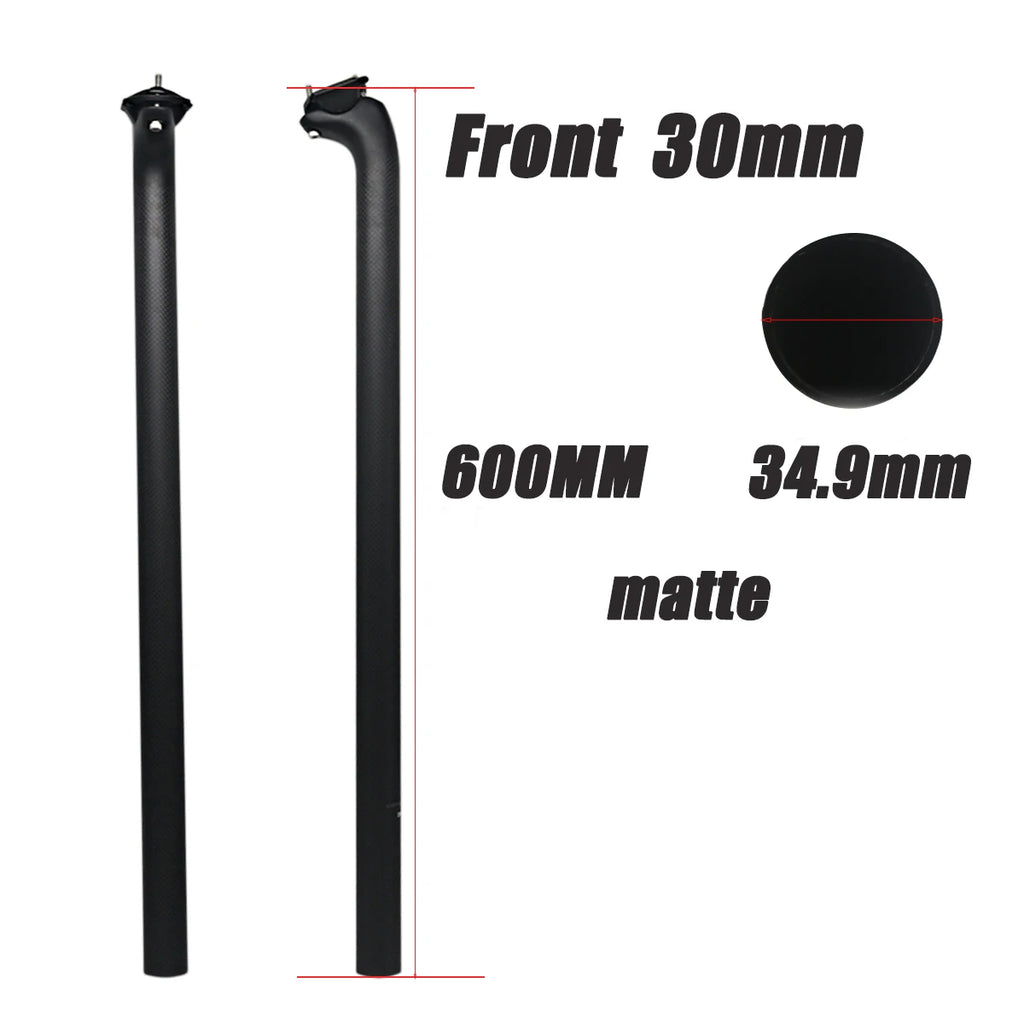 3K Carbon Bike Seatpost 31.8/33.9/34.9mm 550/600/650mm Matte, Front/Back