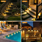 Solar Deck Lights Outdoor 8/16 Pack Solar Step Light Waterproof Fence Lights for Patio Stairs Post Pathway Porch Driveway Yard