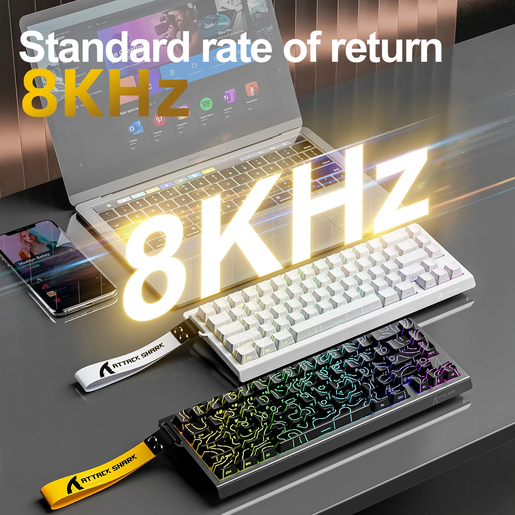 X68HE ATTACK SHARK Magnetic Gaming Keyboard Mechanical Wired for Pro Gaming 0.01mm Rapid Trigg 8000Hz SOCD/Rs 0.125ms 128K Rate