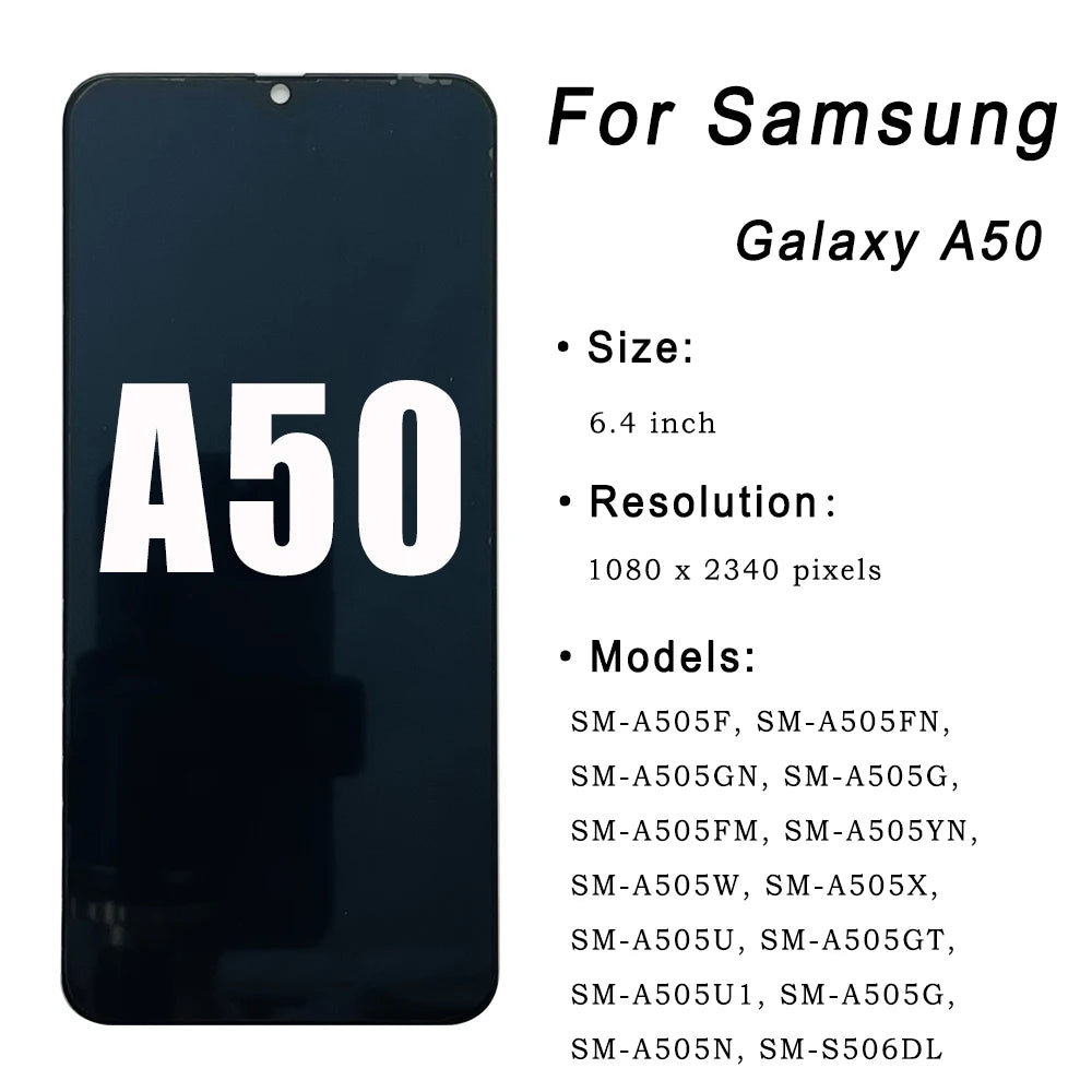 AMOLED Display For Samsung Galaxy A50 LCD Display Touch Screen Digitizer With Frame for Samsung A505 A505FN/DS A505F/DS A50 LCD
