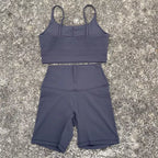 Solid Color gym bike Yoga Set short Legging +cross sport bra Tracksuit Athletic Women Gym Suit Comprehensive Training Jogging