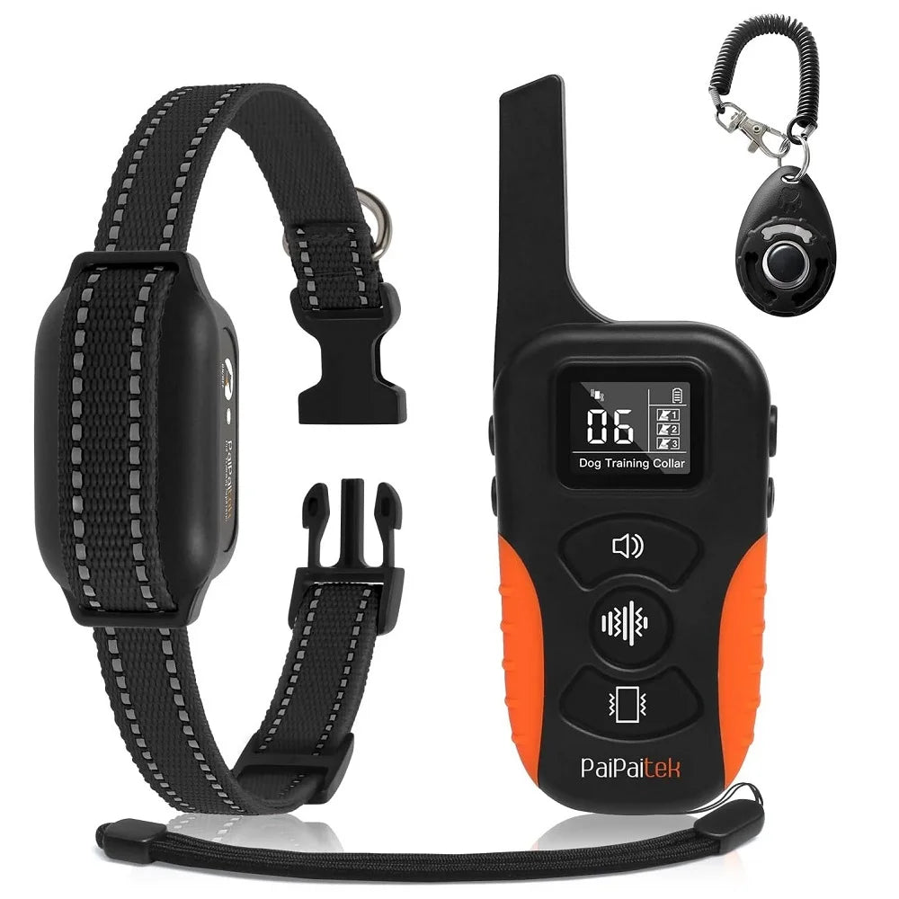 No Shock Dog Training Collar,1000m Waterproof Vibrating Dog Collar,Rechargeable Electronic Collar for All Size Dog Bark Collar