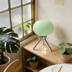 Mid-Century Glass Mushroom Table Lamp, Red Shade, Nordic Retro Bedside Ambient Light