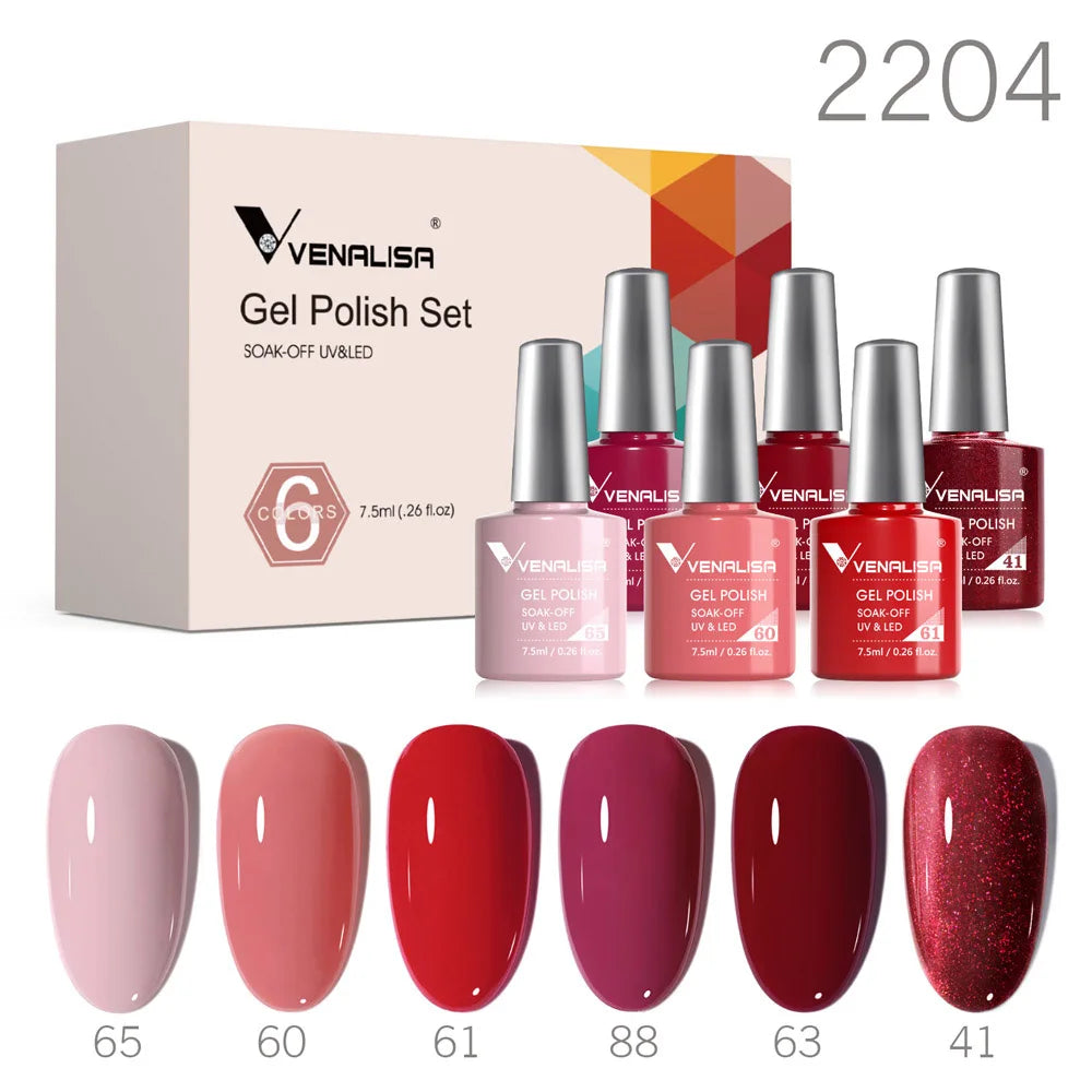 6/12pcs/Set Venalisa Gel Nail Polish VIP Kit Charming Neon Color Gel Pink Natural Color Series Rubber Gel Great Coverage Lacquer
