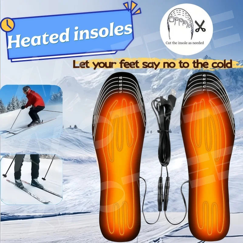 USB Heated Shoe Insoles Electric Foot Warming Pad Feet Warmer Sock Pad Mat Winter Outdoor Sports Heating Insole Winter Warm