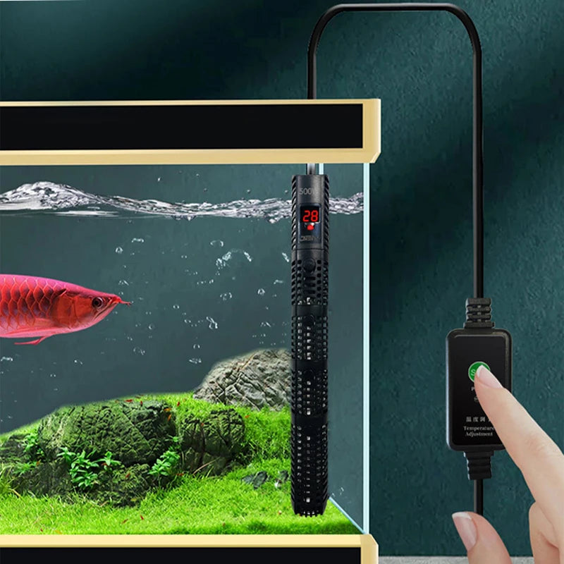 Aquarium Submersible Heater Fish Tank Water Heating Rod Constant Aquarium Thermostat Temperature Control 220V 50-500w EU Adapter