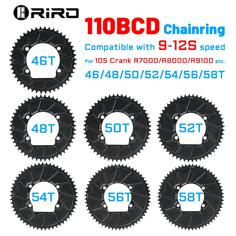 RIRO 110 BCD bike Chainring 46T 48T 50T 52T 54T 56T 58T Road Bicycle Chainwheel 9/10/11/12S for SHIMANO R7000 R8000 R9100