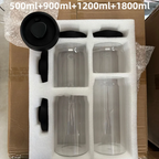 Multi Capacity Black Lid Coffee Pot Manual Vacuum Moisture-proof Storage Pot Kitchen Glass Teapot Coffee Bean Storage Sealed Jar