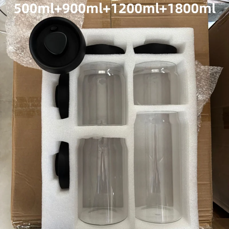 Multi Capacity Black Lid Coffee Pot Manual Vacuum Moisture-proof Storage Pot Kitchen Glass Teapot Coffee Bean Storage Sealed Jar