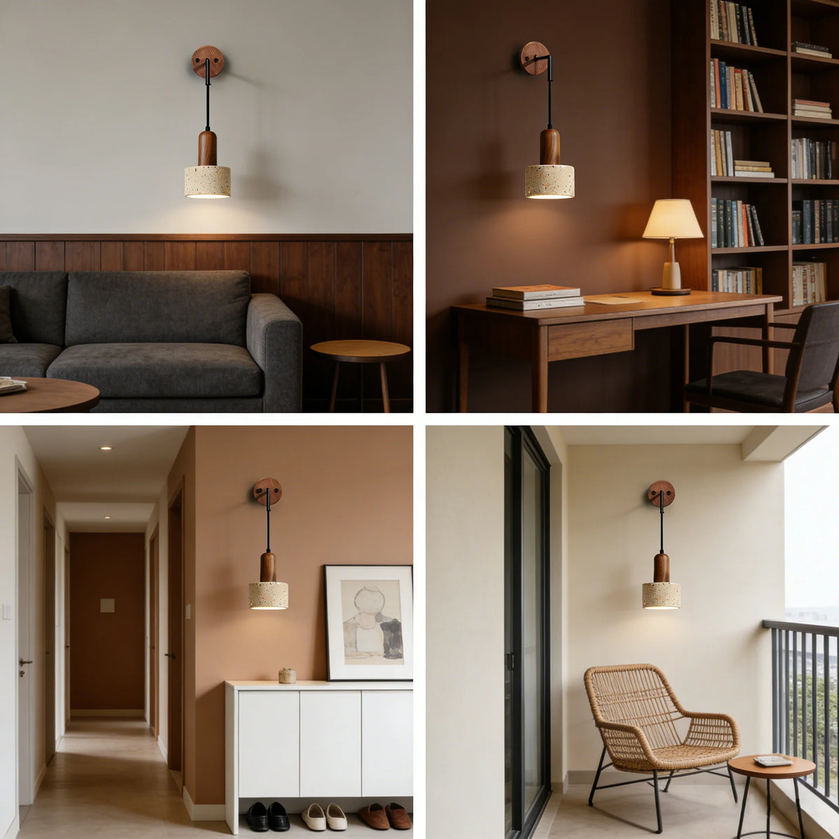 Travertine Wall Sconce E27 Wabi Sabi Retro Bedside Lamp, Yellow or Black Stone, 7W Warm White