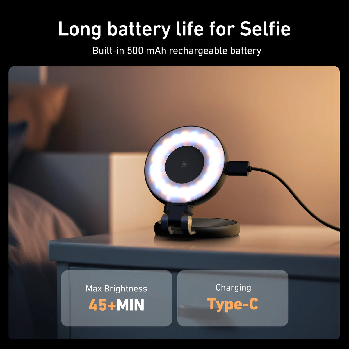 TELESIN Smartphone Magnetic Fill Light Mini Selfie Light 3 Modes Adjustable Brightness for Iphone XIAOMI SAMSUNG Phone