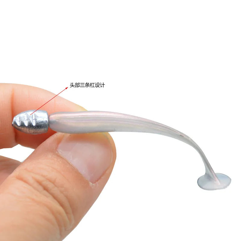 5Pcs/Lot T-tail Soft Fishing Bait Matched With Head Hooks Artificial Wobblers Swimbait Fishing Tackles For Bass Pike Pesca