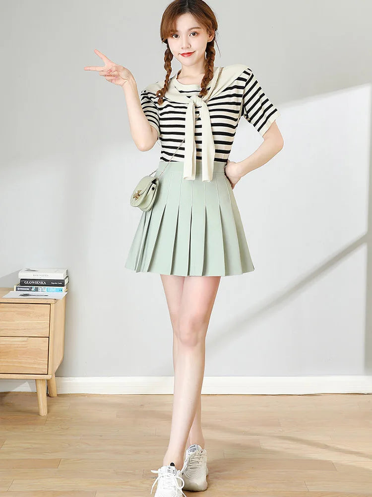 Brown Skirt Ladies 2025 Summer Clothes Women's High Waist Harajuku Korean Style Black Mini Pleated Skirt For School Girl Uniform