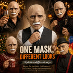 Full Head Mask Latex Realistic Men Face Beard Halloween Costume Party Props Old Man Latex Halloween Mask Cosplay Party Headgear