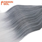 Straight crochet braids hair extensions 3pcs 28in synthetic pony hair bundles ombre silver grey