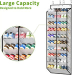 Over the Door Shoe Organizer Hanging Rack, 20 Pocket, Black/Grey/White, 1pc or 2pc