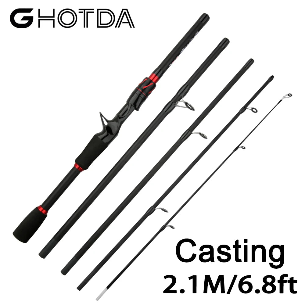 Casting Spinning Fishing Rod 2.1/1.8m UltraLight  Lure Rod  Carbon Fiber Rod Pole 4/5 Section with EVA Handle 3-15g Lure WT