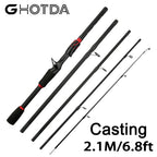 Casting Spinning Fishing Rod 2.1/1.8m UltraLight  Lure Rod  Carbon Fiber Rod Pole 4/5 Section with EVA Handle 3-15g Lure WT