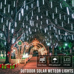 Solar LED meteor shower tube lights, waterproof outdoor falling raindrop, 8 tubes 30cm/50cm