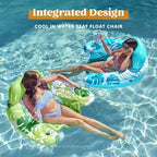 JOYFY Inflatable Pool Chair Floats with Headrest & 2 Cup Holders, 2 Pack