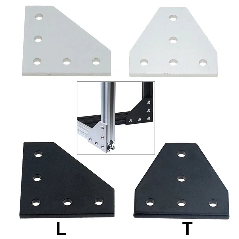 90° corner angle bracket plate, L/T, for 2020/3030/4040 aluminum profile, 4-10pcs