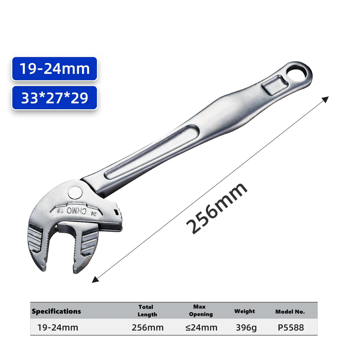 Self-Locking Spring Ratchet Wrench Motorcycle Repair Heavy-Duty Adjustable Crab Claw Wrench for Motor – Extra-Large Jaw Opening