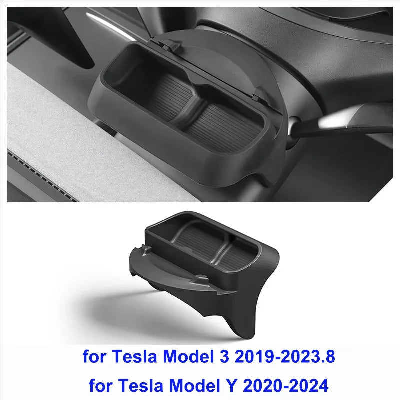 For New Tesla Model Y Juniper 2025 Model 3+ Highland 2024 Steering Wheel Silicone SunGlasses Case Mobile Phone Holder Storage