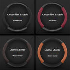 Suitable for Dacia Suede Matte Carbon Fiber Texture Steering Wheel Cover, Suitable for Models Such as Sandero Stepway, Duster, Jogger, Bigster, Spring, Electric, Cargo, Logan, Etc., Black Mocha Car Accessories