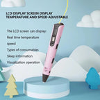 New 3D Printing Pen LCD Display Screen 1.75mm ABS/PLA 0.7mm Diameter Material Kids DIY Drawing Pen Christmas Birthday Gifts