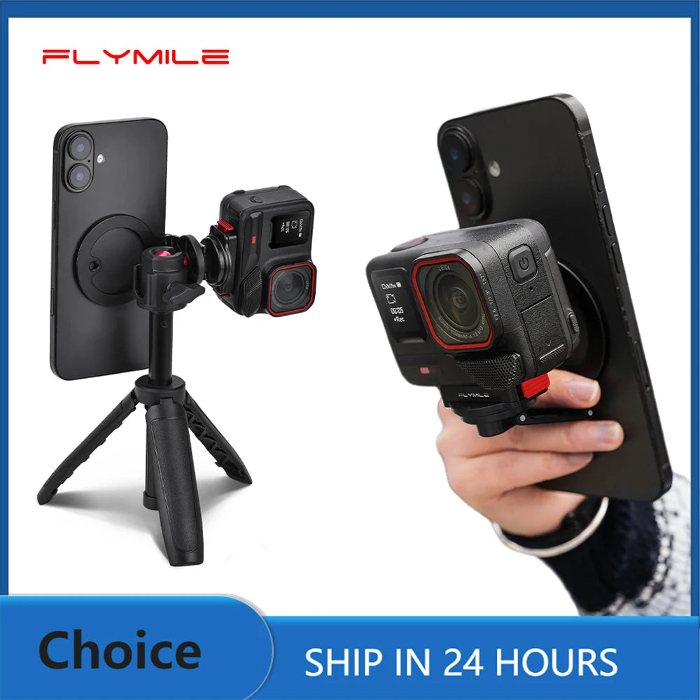 Flymile Magnetic Quick Release Mount Metal Bracket Phone Teleprompter Base for Insta360 Ace pro 2 Accessories Video Shooting