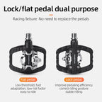 ROCKBROS Bicycle Pedals Half Lock Flat Pedal 2-in-1 Anti-slip Nylon MTB Bike Pedals Dustproof Flat Cleat Platform for Shimano