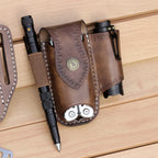 Tourbon Heavy Duty Leather EDC Pocket Multitool Sheath Clip-on Belt Solid EDC  Tool Pouch Case Brown