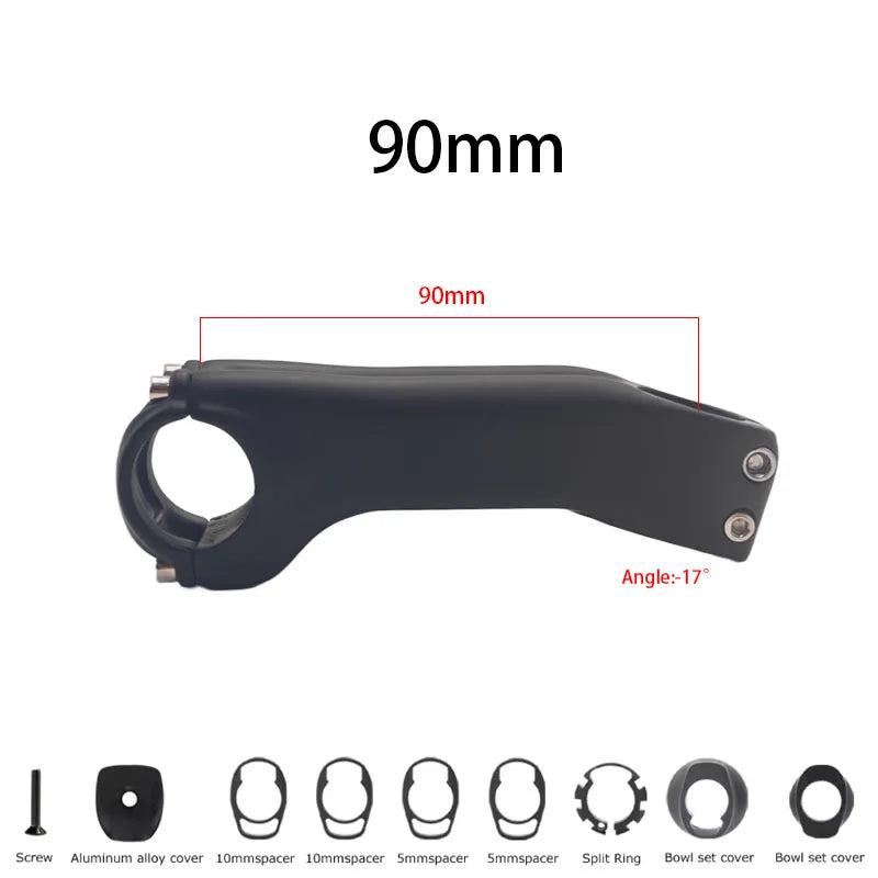 bike Carbon stem -17°-10° Degree mountain road bike full carbon inner stem 60MM-120MM fork 28.6mm bicycle handlebar 31.8mm