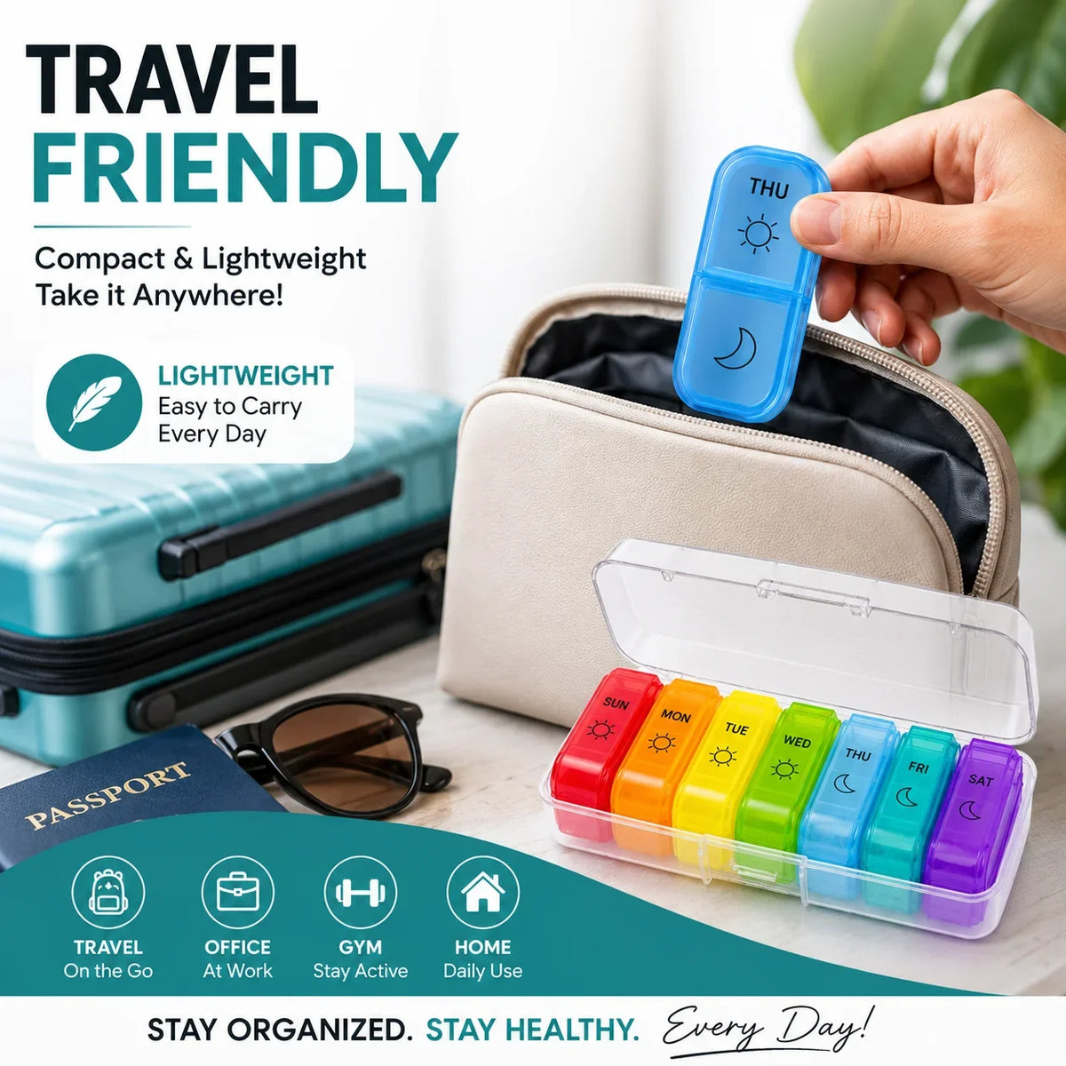 1 Set 7 Days Weekly Pill Case Pillbox  Medicine Tablet Box Portable Travel Drugs Storage Organizer Secret Compartments Pill Box