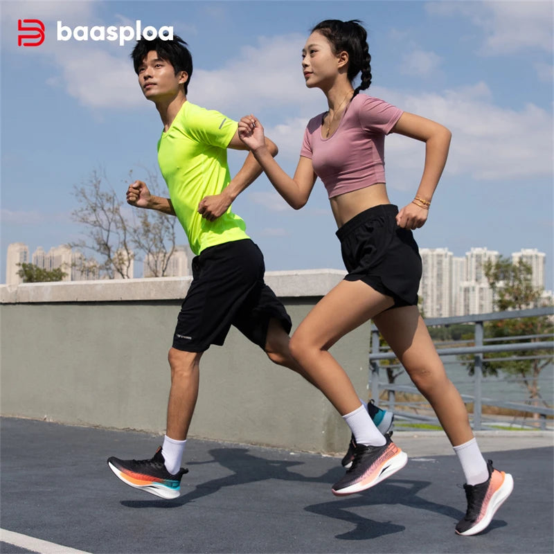 Baasploa Carbon Plate Running Shoes, Cushioned Anti-Slip Breathable Sneakers, EU 41-45