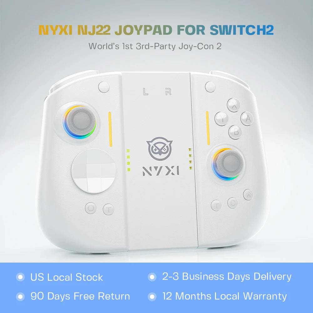 NYXI Hyperion 3 Joypad Controller for Nintendo Switch 2, Hall Effect No Drift, White