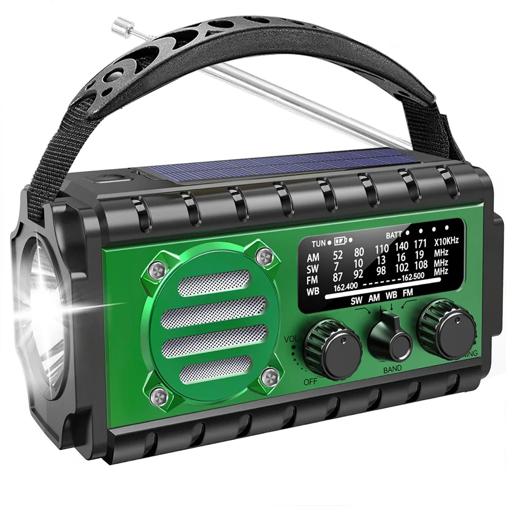 20000mAh Solar Hand Crank Radio Emergency Radio FM AM/WB/NOAA Weather Radio USB Rechargeable Flashlight SOS Alarm Power Bank