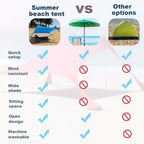 200*210*150CM Family Beach Tent Beach UV Protection Canopy Tent For 3-4 Person Outdoor Camping Wind Resistance Awning